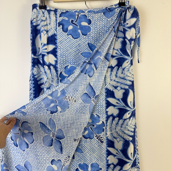 Jams World Tahiti Sarong Skirt Small W812-TAHI Blue Floral Rayon Wrap Hawaii - Picture 5 of 12